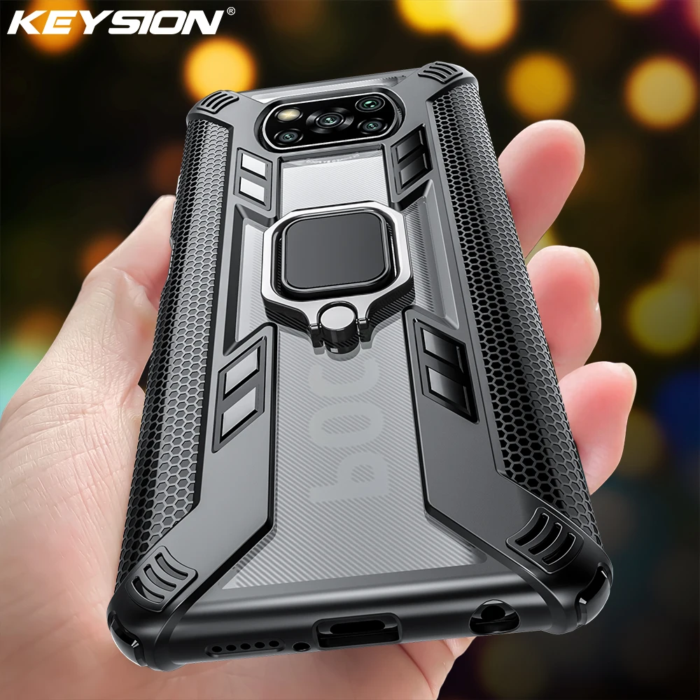 Ударопрочный армированный чехол KEYSION для Xiaomi POCO X3 NFC M2 Pro кольцевая подставка