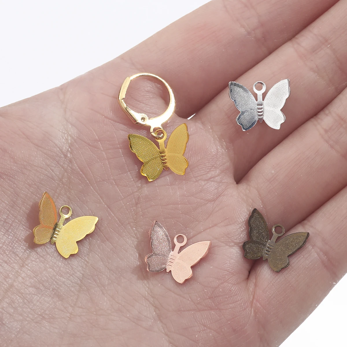 

Gold Silver Butterfly Charms 50-100Pcs 11x13mm Metal Copper Connectors Accessories for Jewelry Making DIY Findings Supplies
