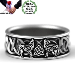 Ювелирные изделия OMHXZJ, оптовая продажа, RR1179, Европейская мода, популярный изящный мужской вечерние на день рождения, свадьбу, Винтажное кольцо с волком из серебра 925 пробы