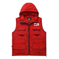 outdoor fishing vest sports quick drying hooded breathable photographer jacket multi pockets hiking cycling vests