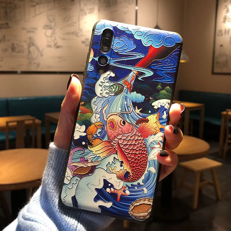 For Huawei Honor P40 P30 P20 20 P10 V9 V10 9 10 9X 8X Play V20 Plus Pro Lite Ultra-thin Cover 3D Relief Painted Anti-fall Case | Мобильные