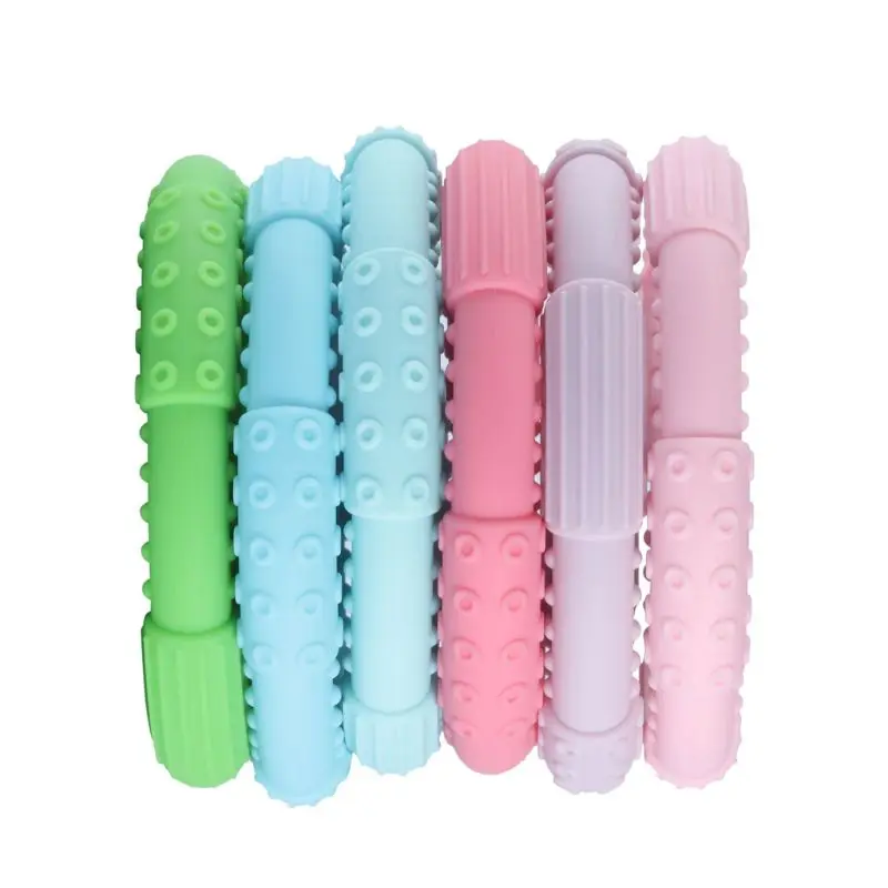 

Baby Toys Silicone Baby Teether Hand Teething Ring Chew Play Gym Montessori Rattles