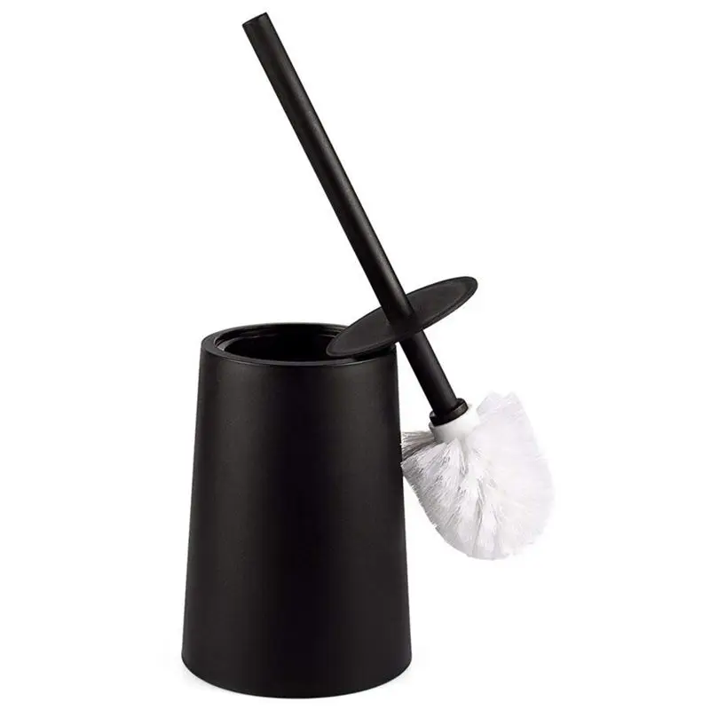 

Toilet Brush and Holder Set, Toilet Bowl Brush with Holder Black for Bathrooms, Modern Design Toilet Brush with Lid Longer Bru