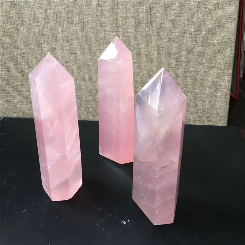 

Natural Pink Rose Quartz Crystal Wand Point Healing Stone 50-80MM Gift
