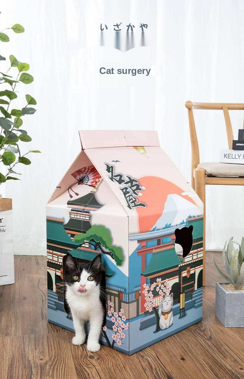 Кошачий домик дышащая чесалка картонная кровать для котят игрушки милая