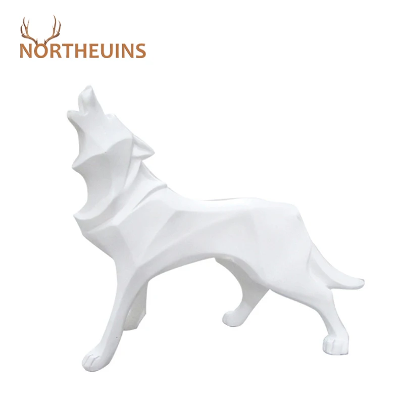 NORTHEUINS смолы абстрактные волк фигурки Nordic геометрический анималистическая
