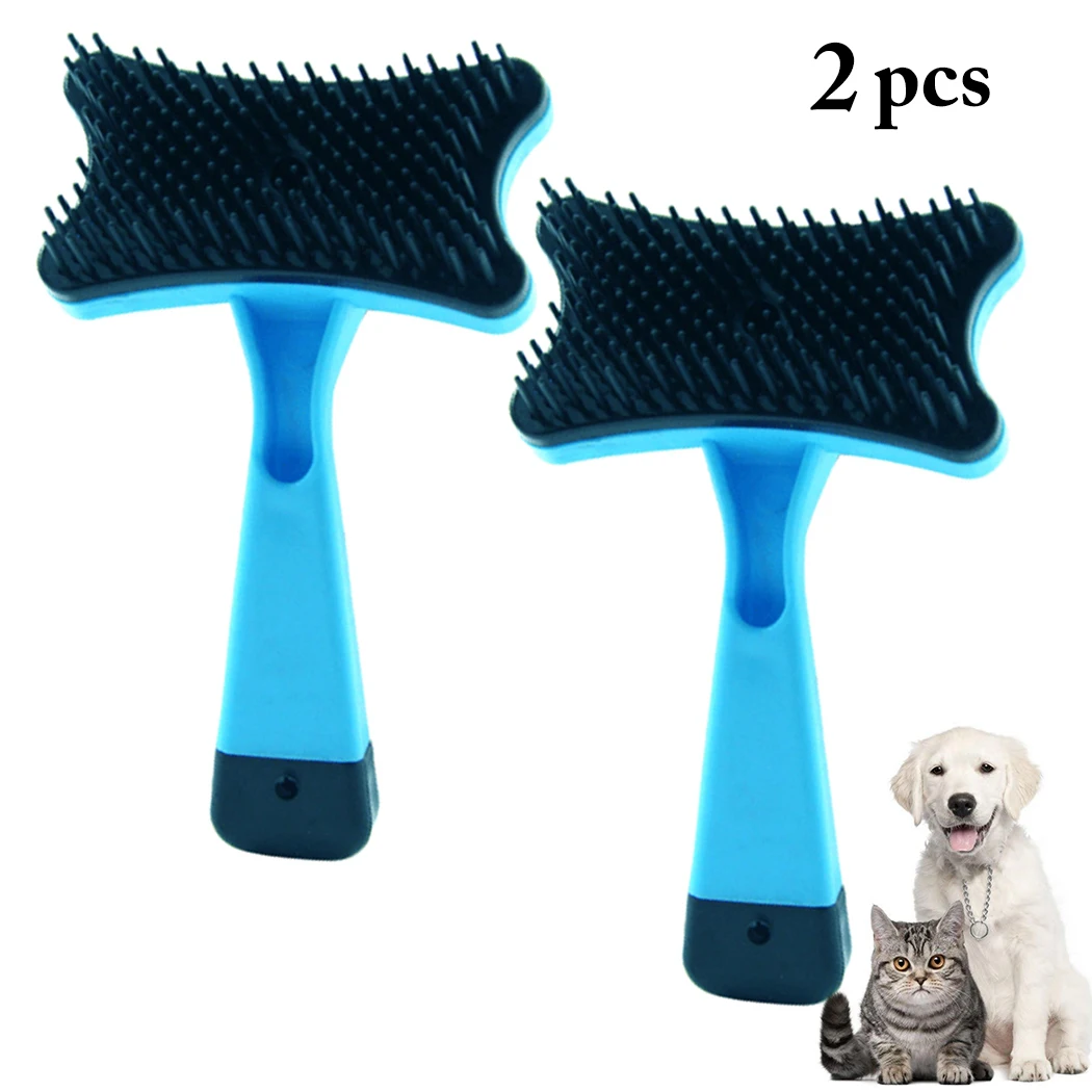 

2pcs Pet Dog Comb Cat Dog Hair Brush Teddy Bichon Golden Retriever Self-cleaning Brush Small Dog Pet Grooming Comb Blue