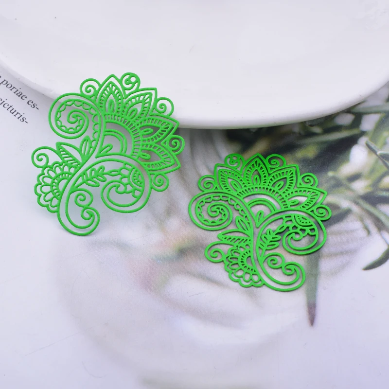 30 шт. AB6582 33*40 мм филигранные флуоресцентные цветные подвески в форме цветка