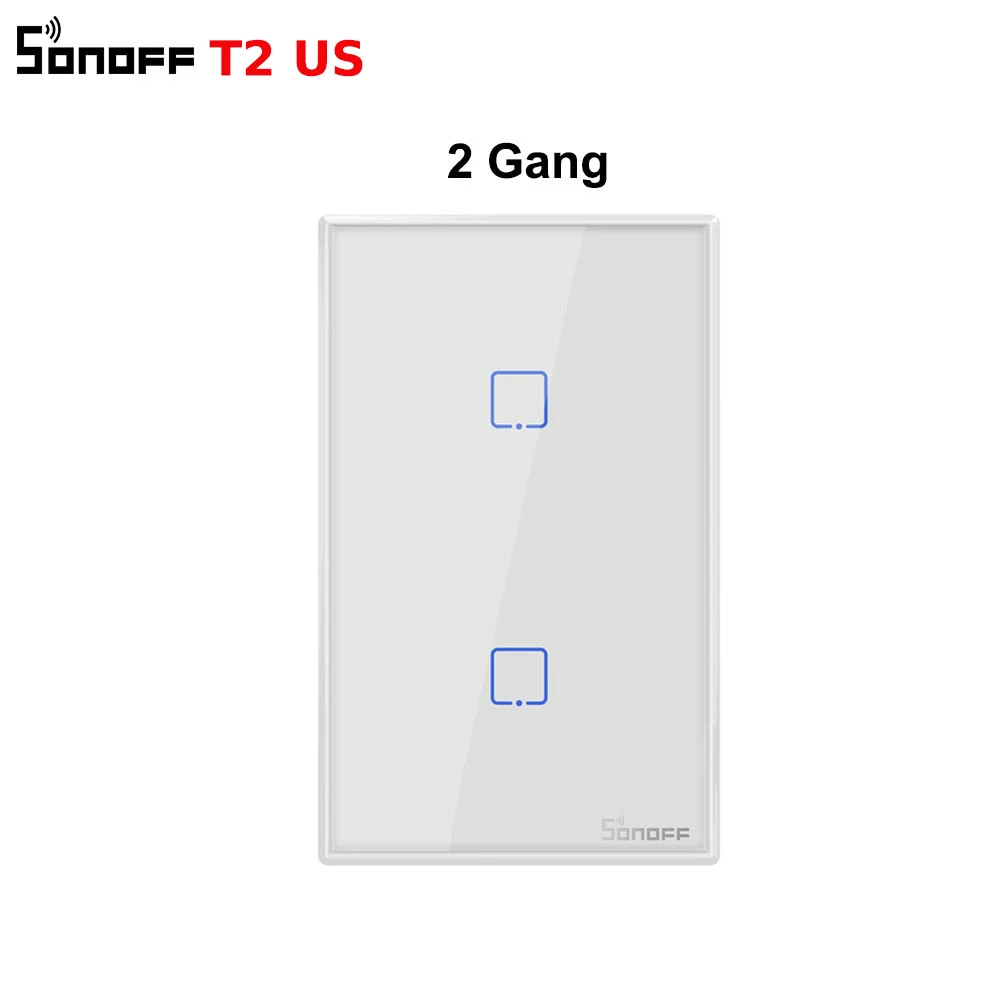 2Gang Ewelink Sonoff T2 US 3 банды стандарт США WiFi 433mhzRF умный настенный сенсорный выключатель света, совместимый с Amazon Alexa Google Home Nest - Комплект: 2Gang