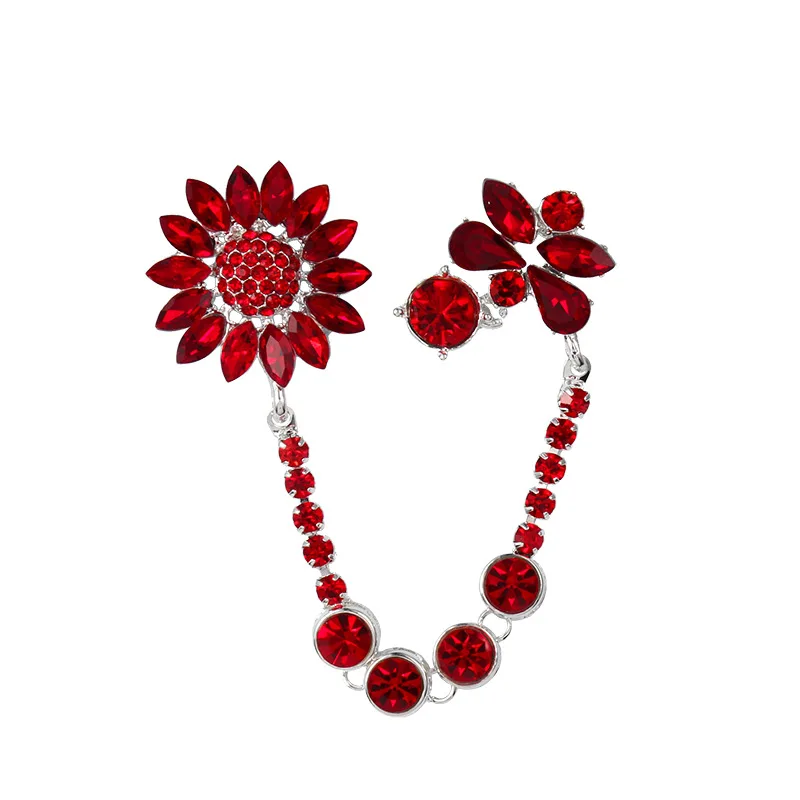 Винтажные Броши с кристаллами и стразами в форме цветка от солнца цепочка