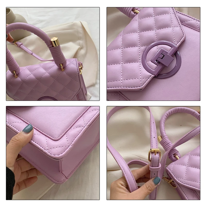 Ромбовидная решетка из искусственной кожи сумки через плечо для женщин 2020