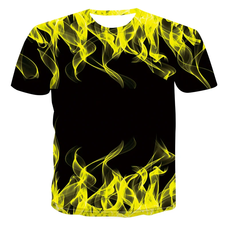 

2021 New Flame Men's Oversized T-Shirt Summer Fashion Short Sleeve 3D Round Neck Top Fashion Shirt Trendy Male T-Shirt