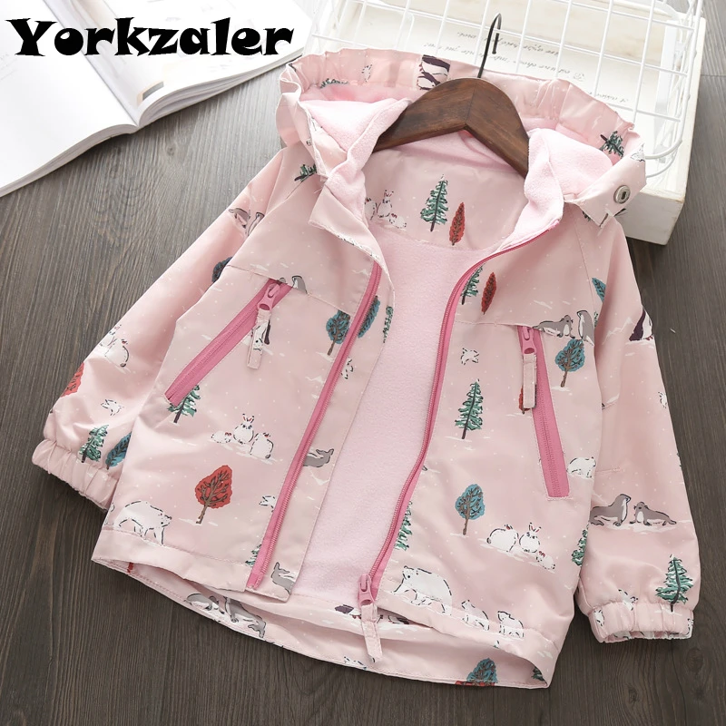 Весенняя ветровка для маленьких девочек куртки с капюшоном и длинными рукавами