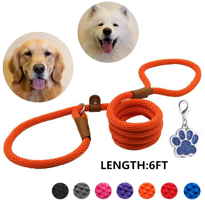 

Dog Supplies Nylon Pet Rope Leash Outdoor Training Dog Leashes Solid Rope P Style Adjustable Collar Belt For Small Large Dogs