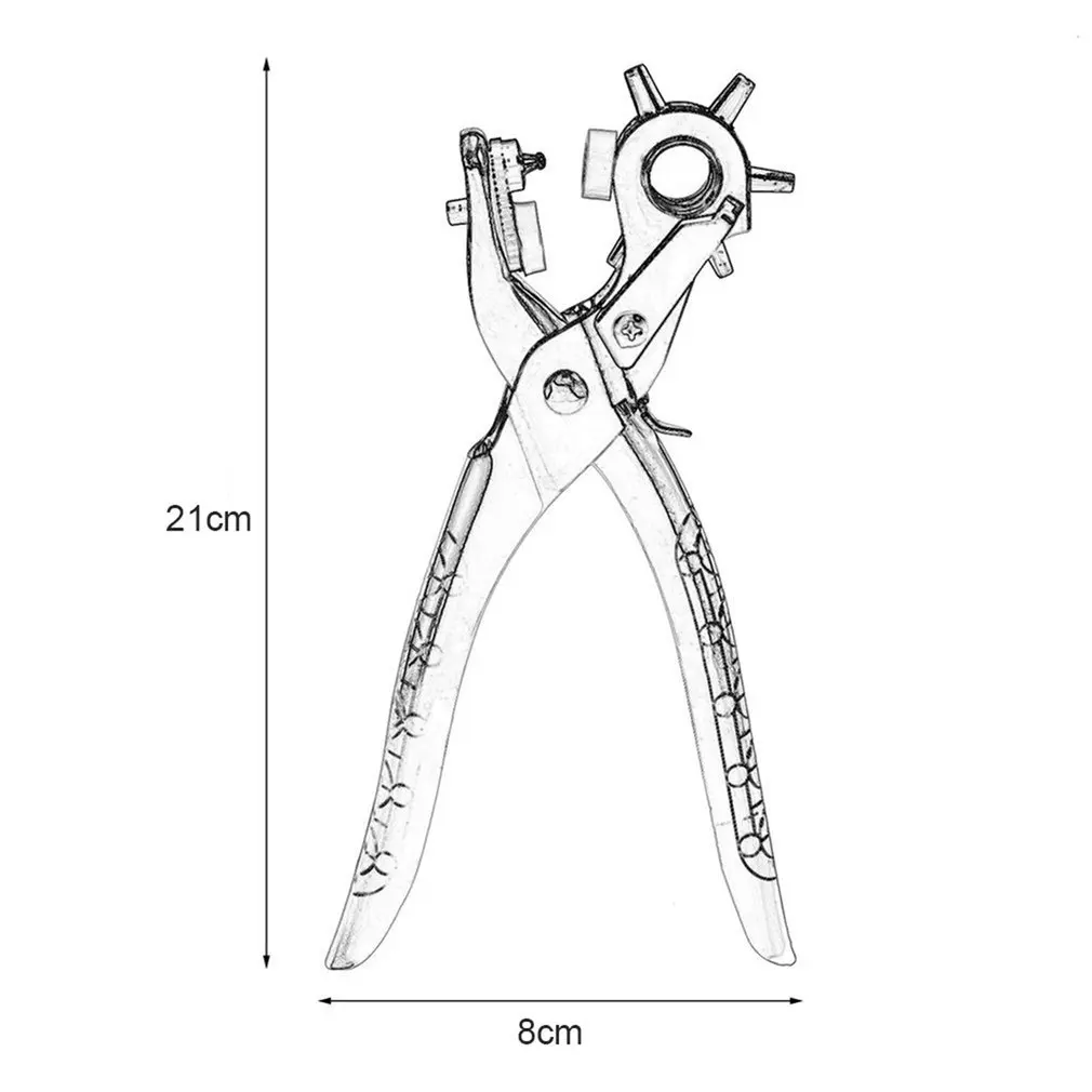 

1Pc Quality Household Belt Hole Puncher Leather Punchers Tools Holes Punch Machine 3-in-1 Hand Pliers Tool with 5 Hole Sizes