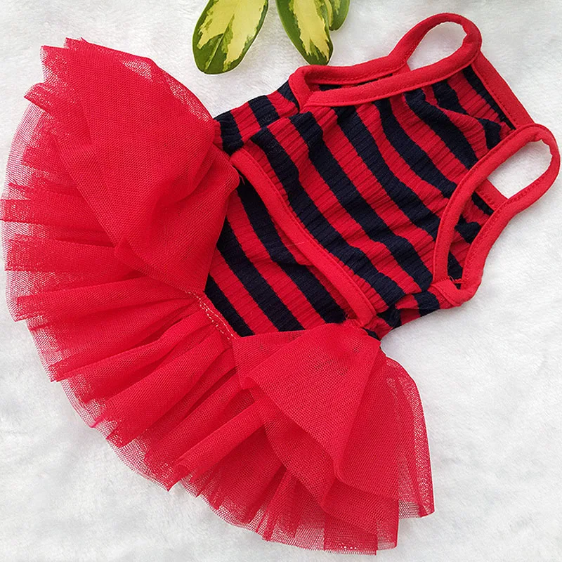 Платье с полосками для кошек и собак цветная Тюлевая жилетка рубашка одежда