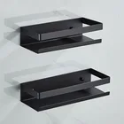 Полка для душа из нержавеющей стали, угловая полка, квадратная полка для ванны, душевая полка без гвоздей, черныйникелевый стеллаж-органайзер для хранения