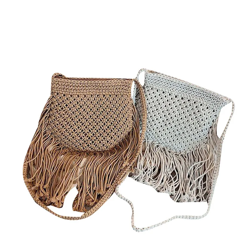 

2020 New Women Straw Bag Crossbody Messenger Purse Handwoven Fringe Shoulder Bag for Beach Travel Summer