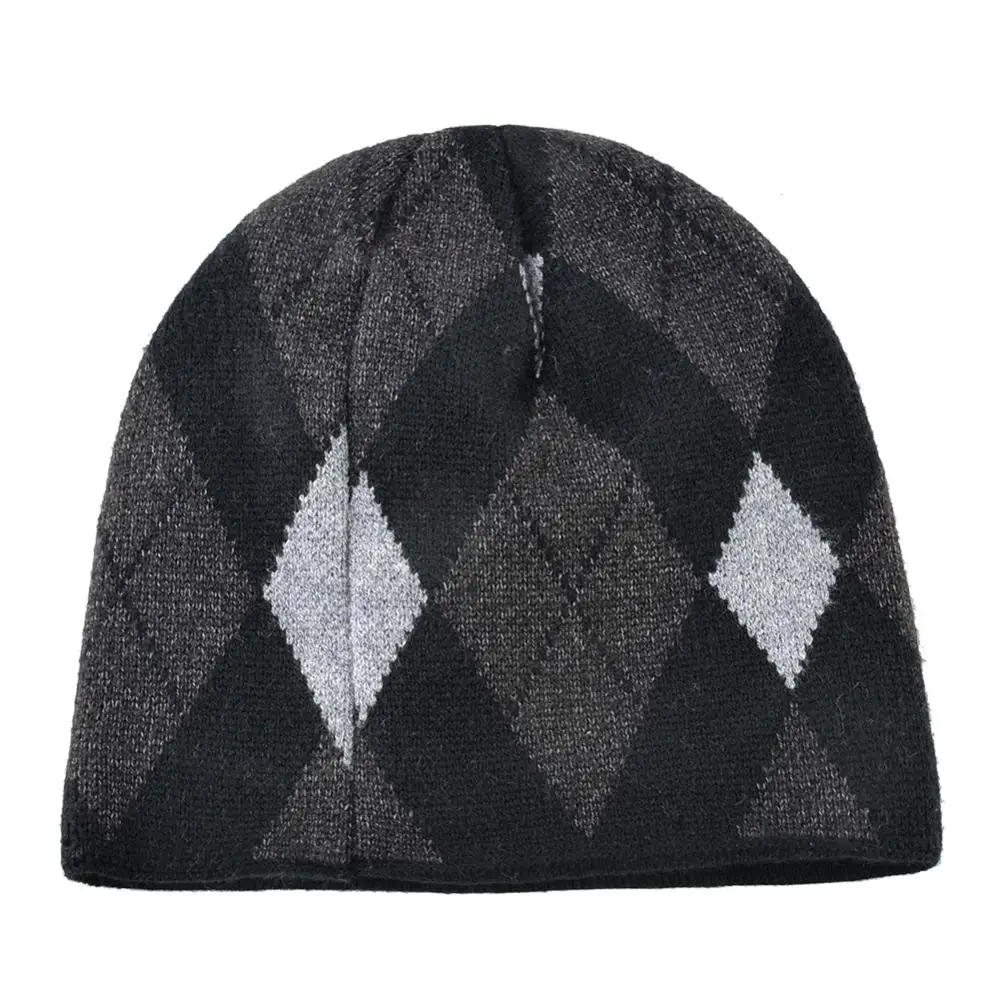 Зимняя мужская шапка Модные Лыжные шапки облегающие мужские теплые вязаные