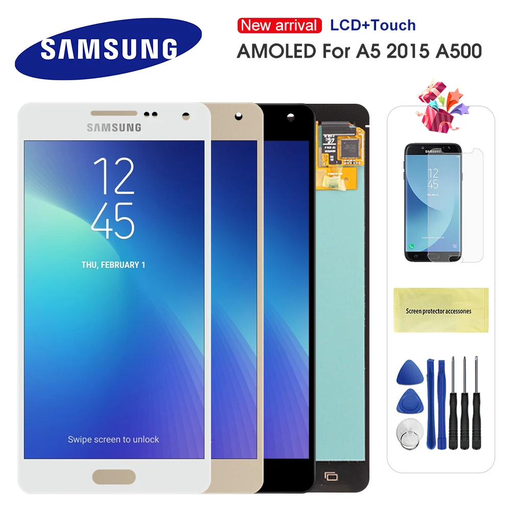 Оригинальный AMOLED ЖК дисплей 5 0 дюйма для Samsung Galaxy A5 2015 A500 A500F A500FU A500H A500M сенсорный