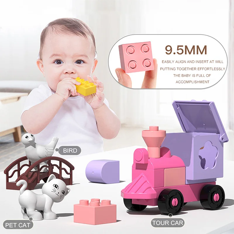 

174Pcs Friend Series Big Size DIY Animals Castle Building Blocks Creative Large Particle Set Assembly Educational Toys Girl Gift