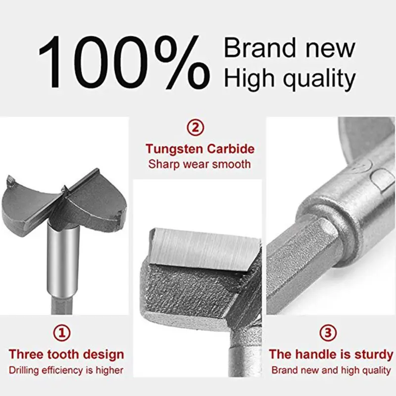 

Drill Bit Set 16 Pcs Carbide Bits High Speed Steel Wood Tool Punching Bit Wood Slabs Flat Wing Drilling Hole Hinge Cemen