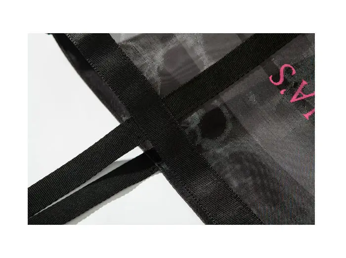 

Black Mesh Carry On Tote Bag Hot Pink VS Large Beach Bag