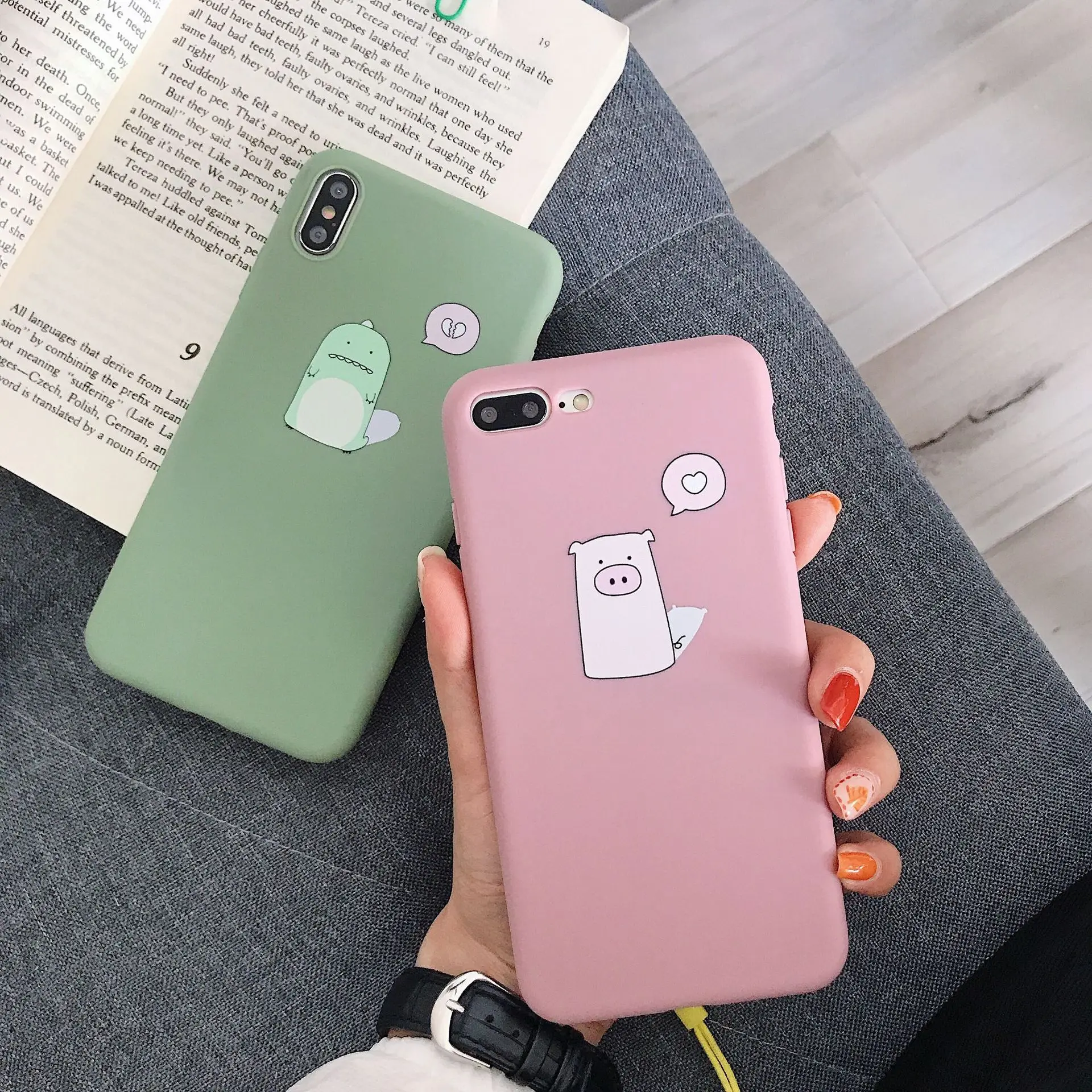 For iphone 11 Pro Max Case Funda iPhone 7 6 6s 8 Plus XR X XS Mobile phone Cute Cartoon Pig Couple Soft Back Cover Capa |