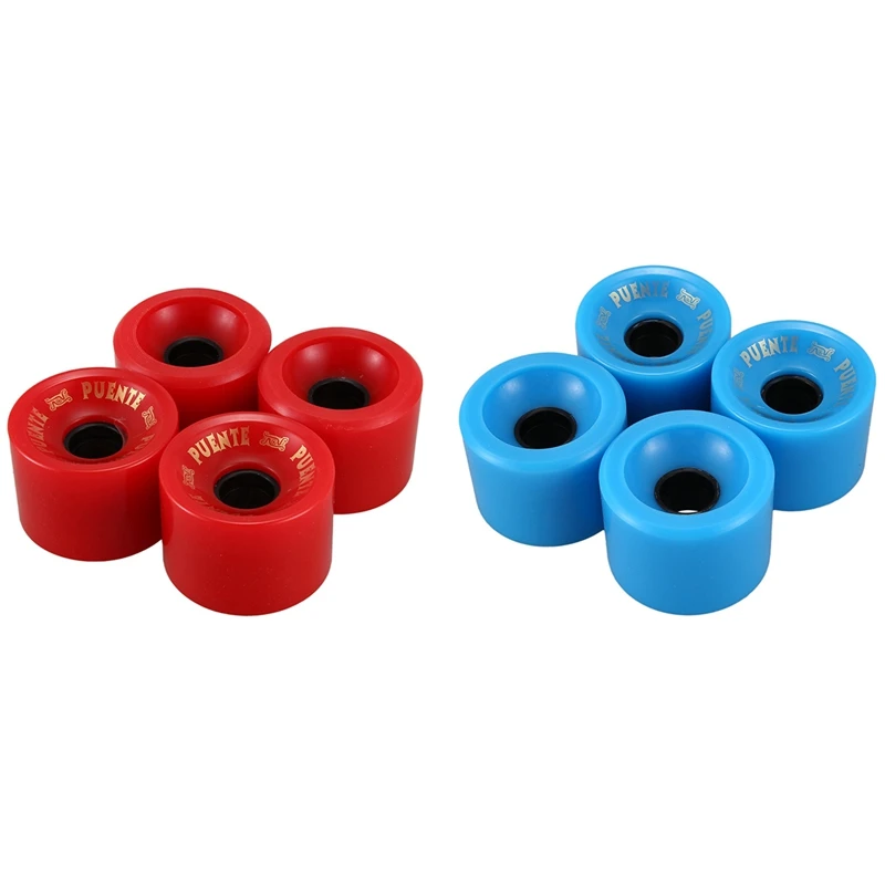 

PUENTE 8Pack Skateboard Wheels PU Wearable Flexible Durable 70X51mm Skateboard Rebuilding or Repair Kit Blue & Red