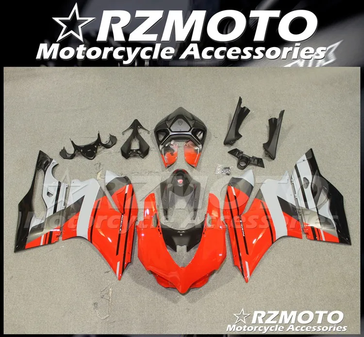 

Injection Mold New ABS Whole Fairings Kits For Ducati 899 1199 Panigale 2012 2013 2014 12 13 14 Bodywork set red gray bike