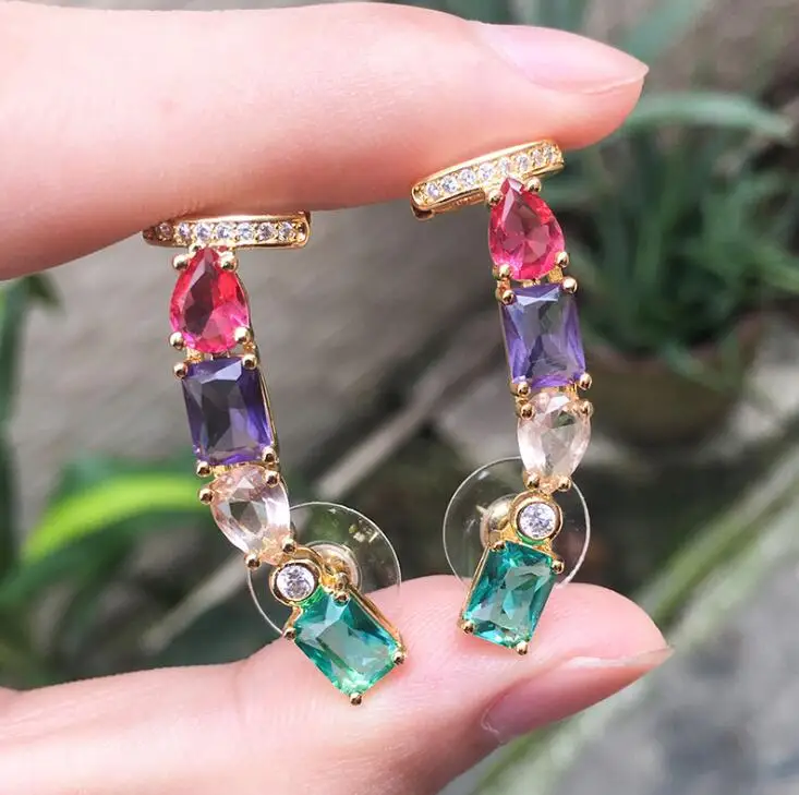 Белые черные медные цветные Серьги клипсы с кубическим цирконием модные