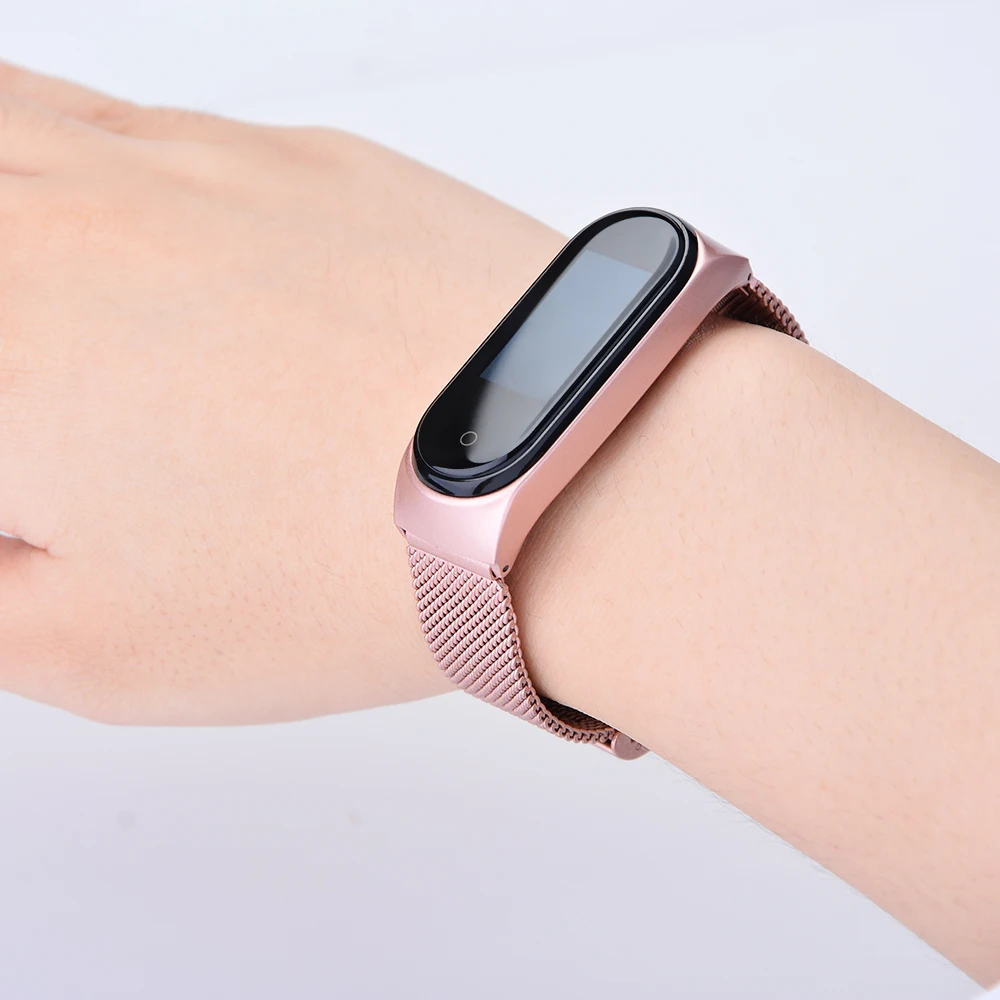 Браслет mi Band 3, 4, ремешок из розового золота, Безвинтовой браслет из нержавеющей стали, ремешок, браслет mi Band 3 Pulseira для Xiaomi mi, ремешок 3, браслет 4