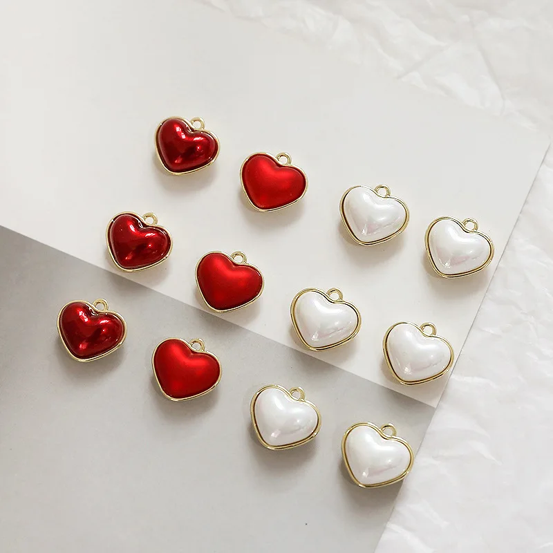 

10 Pcs Heart Shape pearl Love Locket Pendant Charms Diy handmade Locket earrings Jewelry Accessories