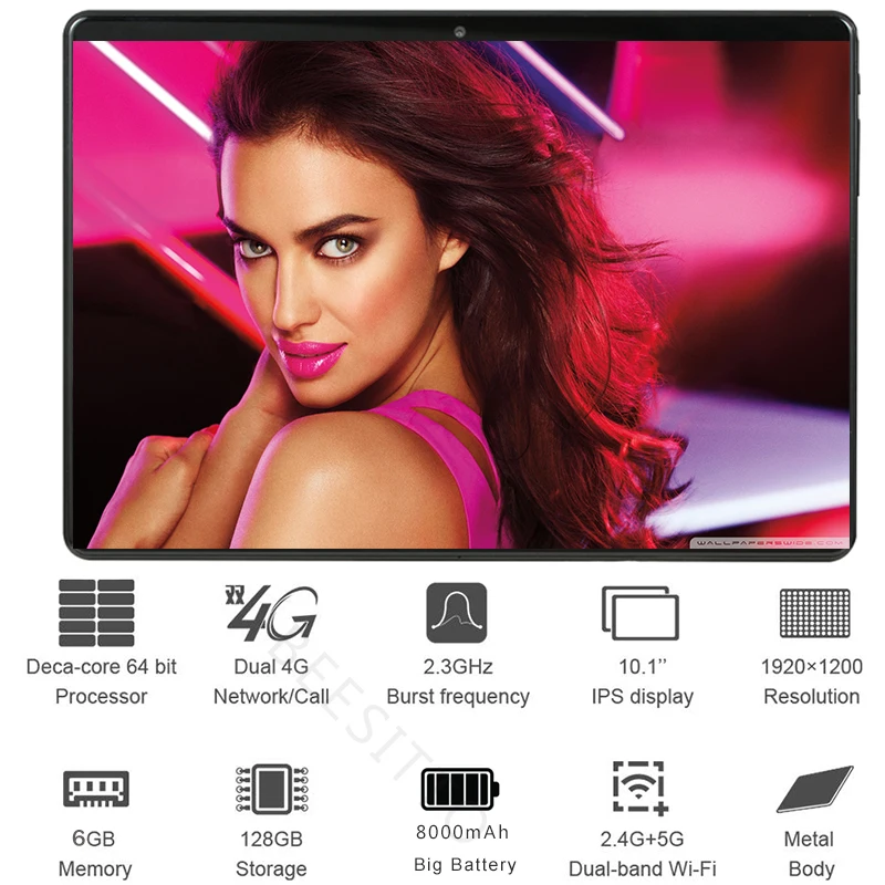 10 дюймовый планшетный ПК из закаленного стекла на базе Android 8,1 Deca Core Dual Sim 4G LTE FDD 6 ГБ 128 ГБ rom 1920*1200 ips планшеты 10,1