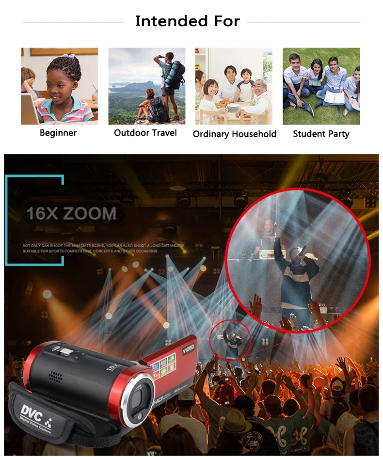 ELRVIKE HD 1080P Цифровая камера HDV видеокамера 16MP 16x зум COMS сенсор 270 градусов 2,7 дюймов TFT ЖК-экран Камера