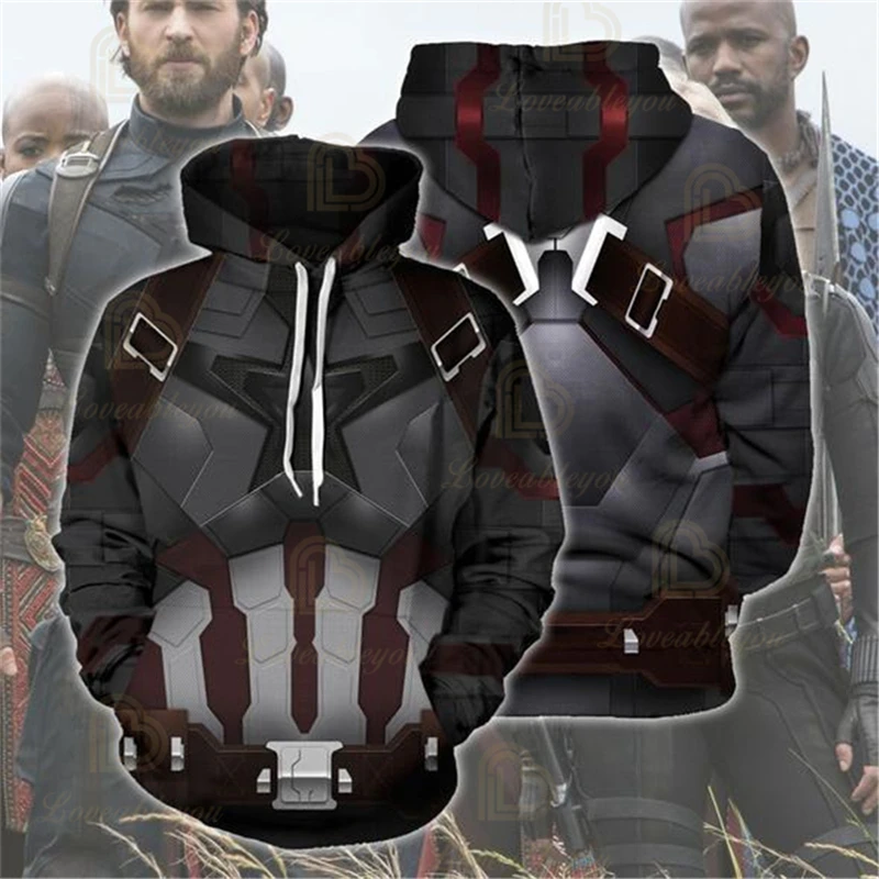 

Autumn Winter 3D Print Captain Men Sweatshirts Hoodies Fashion Cosplay Zipper Hooded Jacket Clothing