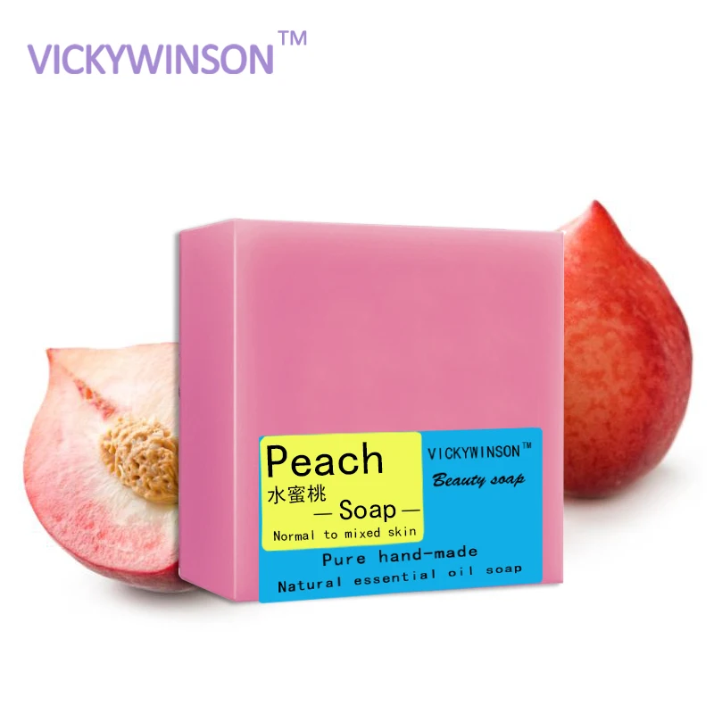 

VICKYWINSON 100g Soap Natural Peach Handmade Soap Essential oil soaps dark skin Increase elasticity lubrication against acne