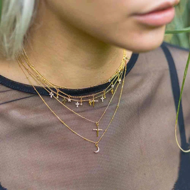 

BOAKO Real 925 Sterling Silver Necklace Mini Diamond Moon Peas Necklace For Women 2020 Jewelry Chain Choker Bijoux Collar