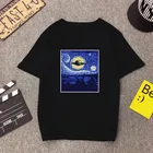 Женская футболка с рисунком звездной ночи, пришельца, Ван Гога, черная, с коротким рукавом, винтажная, в стиле Харадзюку