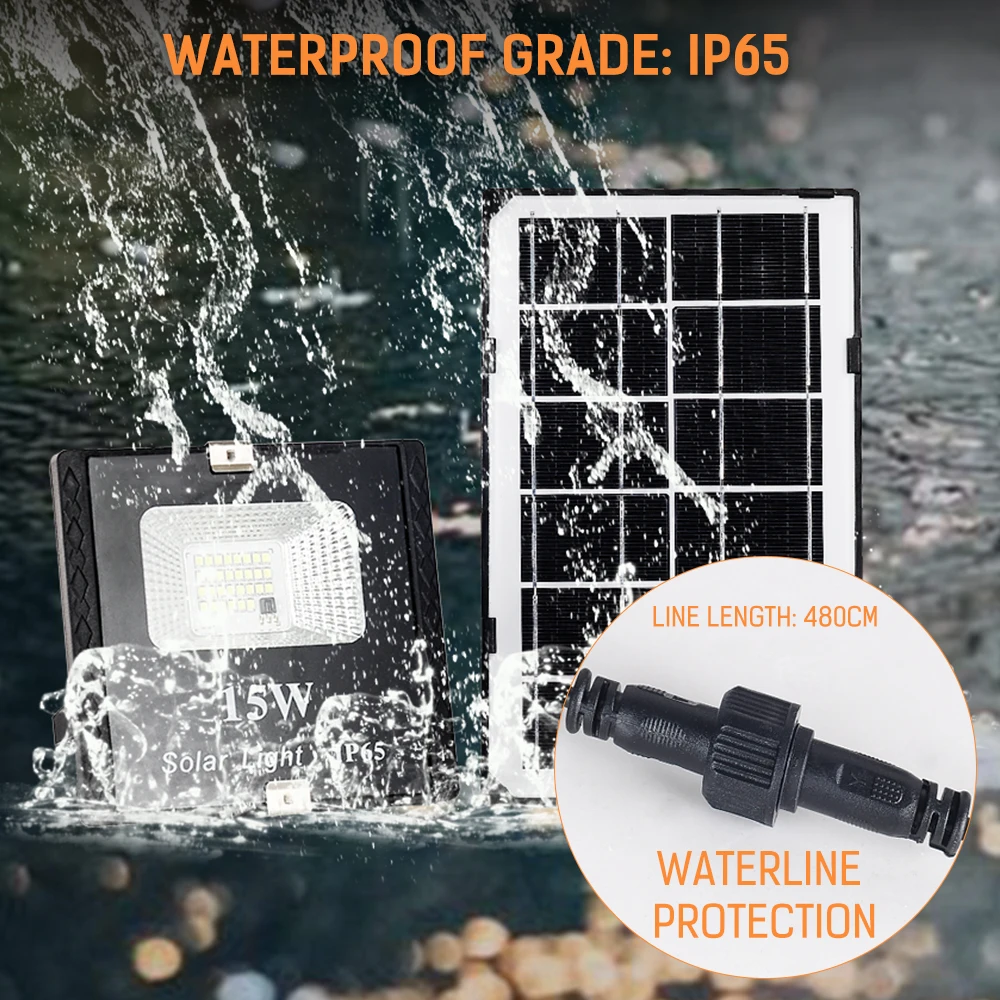 

15W Solar Cast Light LED Flood Light Remote Control Street Lamp Waterproof Outdoor Solar Spot Lights LED floodlight district