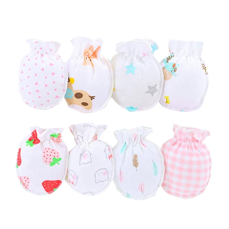 

T5EC No Scratch Mittens Newborn Baby Cotton Cartoon Gloves Unisex Baby Mitts