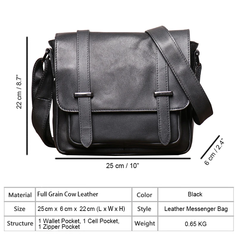 Мужская сумка-мессенджер из натуральной воловьей кожи с натуральным лицевым