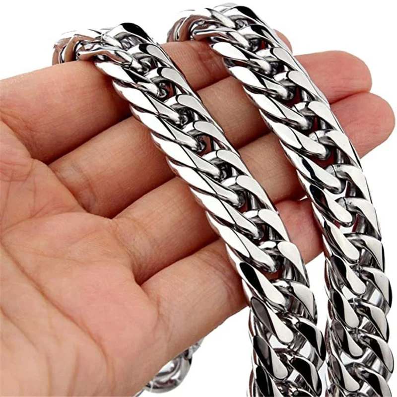

8/10/12/14MM Heavy Polished Men/Women Stainless Steel Silver Color Cuban Curb Link Chain Necklace Or Bracelet Choker Jewelry