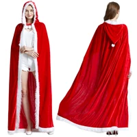 womens cloak christmas santa claus children xmas new year costume red cape with hat ladies dress winter wedding hooded