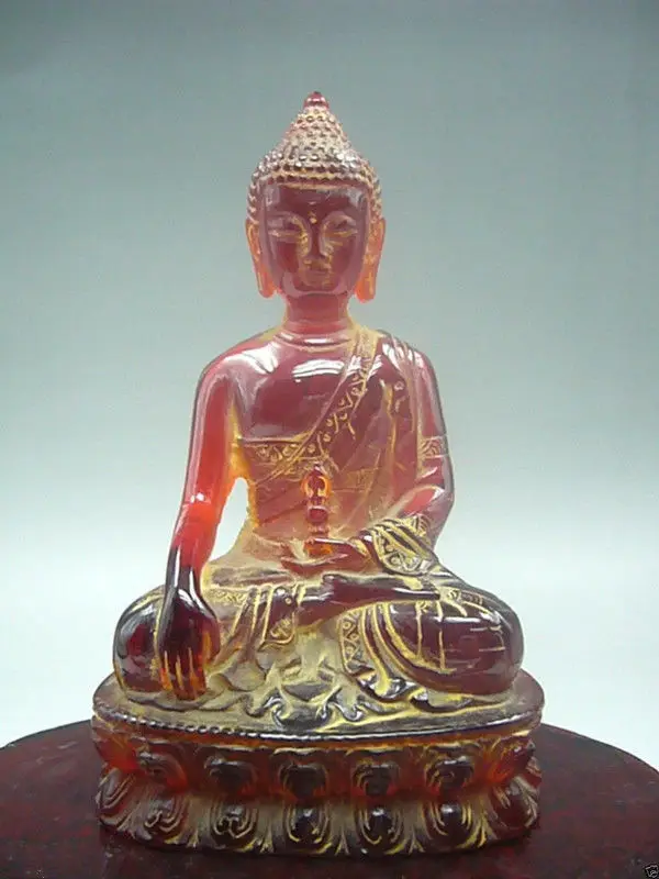

4.8" Chinese Manual Sculpture Rare Amber, Buddha Had The Figure Of Buddha
