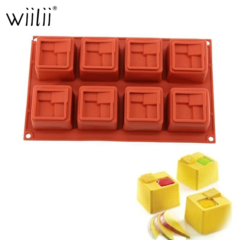8 ячеек квадратная силиконовая форма для выпечки пирожных женская ручная работа