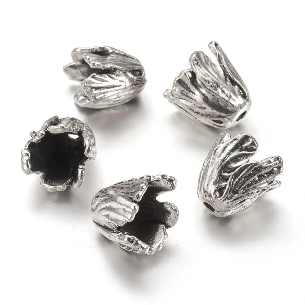 

5pcs Flower Metal Tibetan Style Antique Silver Loose Spacer Bead Caps End Cap for DIY Jewelry Making Accessories