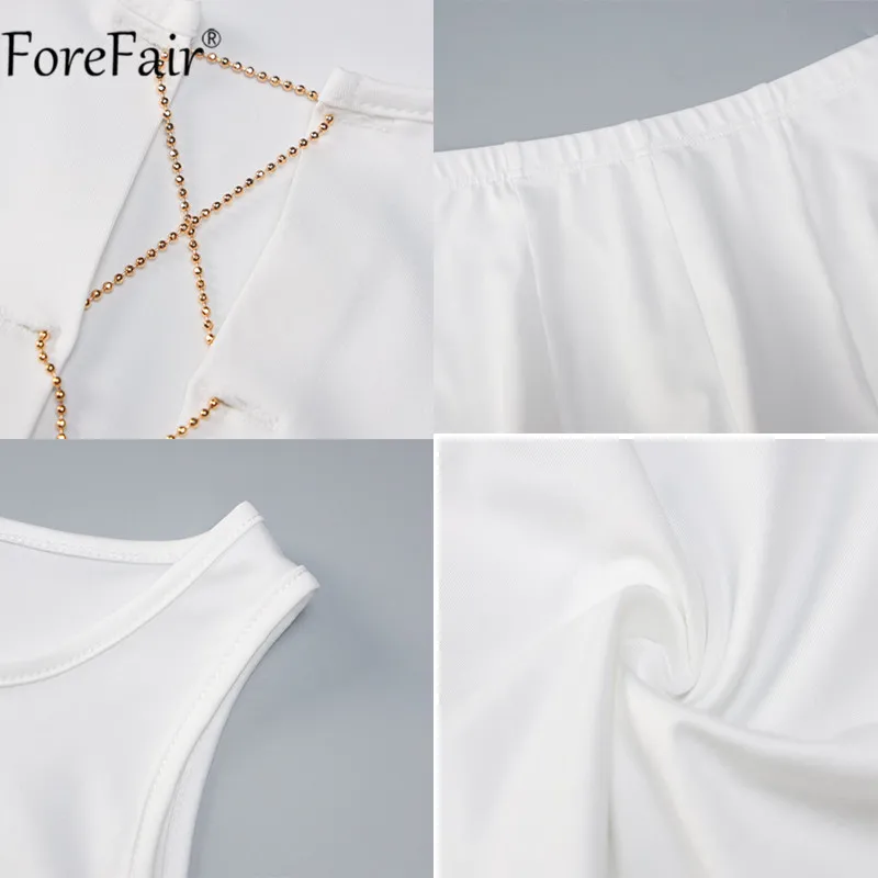 

Forefair White O Neck Sleeveless Bandage Crop Tops 2020 Summer Women Set And Casual Two Piece Set Pants Suits Club Outfits