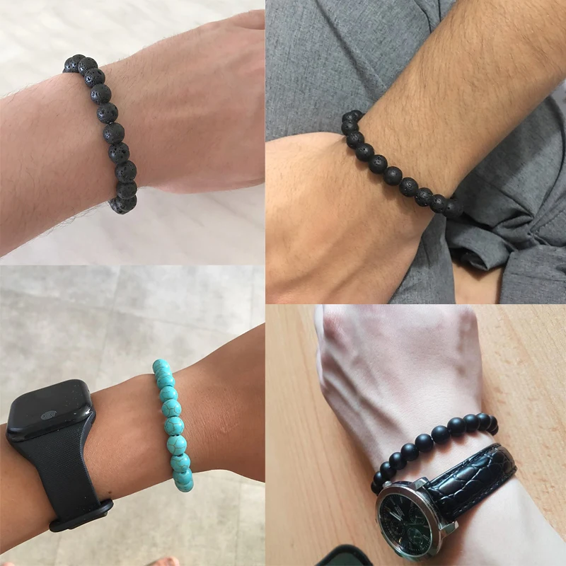 Браслет Будда молитва регулируемый натуральный камень вулканическая лава