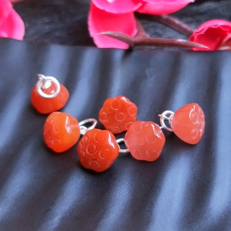 

one pieces loose beads RED AGATE LOTUS SHAPE PENDANT 9MM for DIY jewelry making FPPJ wholesale